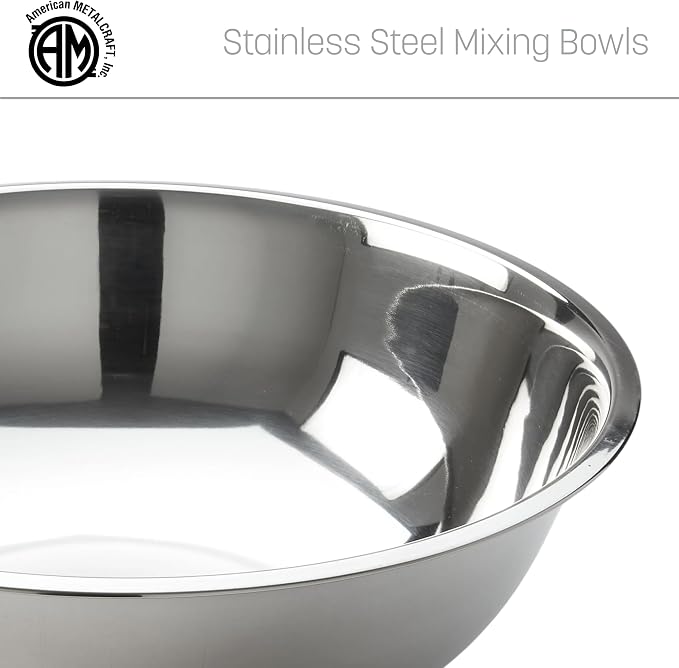 American Metalcraft SSB800 Stainless Steel Mixing Bowl - Durable, Commercial-Grade, Metal Bowl For Mixing - Wide-Rim, Stackable, Dishwasher Safe, 8qt, Silver - Image 5