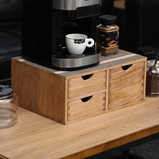 DDYURI Capsules Coffee Storage Drawer for Pod K-cup Holder - Counter Organizer for Kitchen Utensil Storage - Wood Desktop Coffee Brewer Accessories Stand CF2D3C-LT by DDYURI