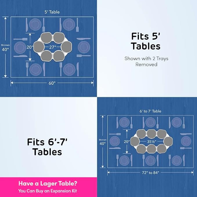 Light Gray- The Lazy Susan Revolution - The First Patented Lazy Susan Turntable Expandable for Rectangular & Oblong Tables - Kitchen & Dining Tables - Great Gift! Parties & Gatherings - Image 5