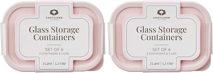 Glass Food Storage Containers with Lids — 12 Piece — 24.4 oz Glass with BPA-Free Leakproof Stackable Lids — Microwave, Oven & Dishwasher Safe — Ideal for Meal Prep & More - Berry Blush - Image 3
