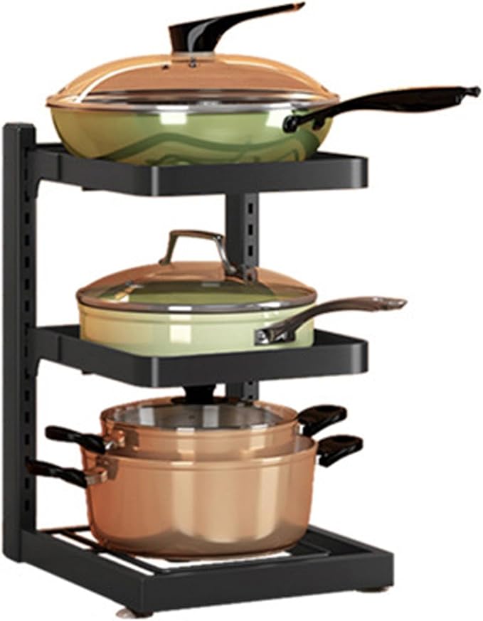 Dxcaicc Pot Organizer Rack for Under Cabinet,Height and Position are Adjustable,lid Organizer for Kitchen Cabinet Organizers and Storage,3 Layer by Dxcaicc