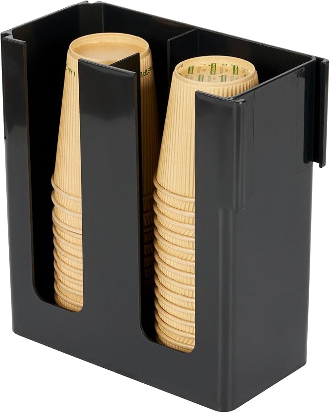 Restaurantware Restpresso Coffee Bar Organizer, 1 Count Durable 2 Compartments, Compact Size, Black Plastic Tabletop Coffee Supplies Organizer For Homes, Office Spaces, Breakrooms, and Lounges - Image 9
