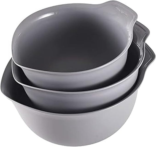 KitchenAid Universal Nesting Plastic Mixing Bowls, Set Of 3, 2.5 quart, 3.5 quart, 4.5 quart, Non Slip Base with Easy Pour Spout to Reduce Mess, Dishwasher Safe, Gray by Unknown