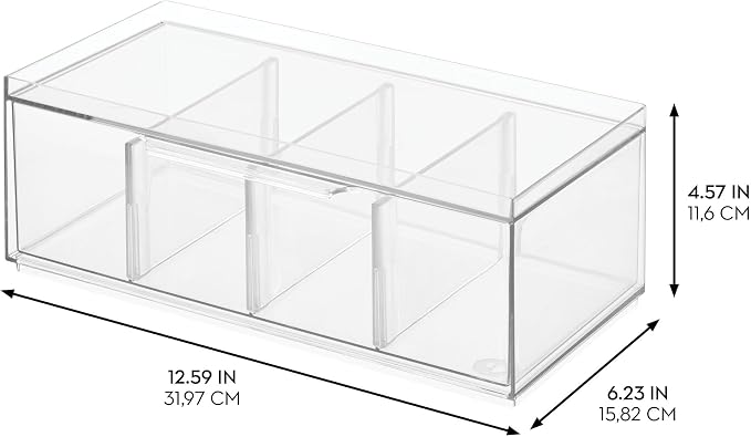 iDesign XL Tea Bag Organizer, 4-Section Clear Stackable, 2-Pack | For Counter, Storage Drawer, For Cabinet - Image 3