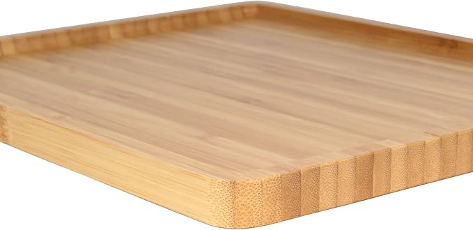 BambooMN Organic Bamboo Serving Tray, Vanity, Tea Serving, Appetizers, Snacks, Charcuterie Board, Rounded Edges, 11"x8.9"x0.6" - 1 Tray - Image 3