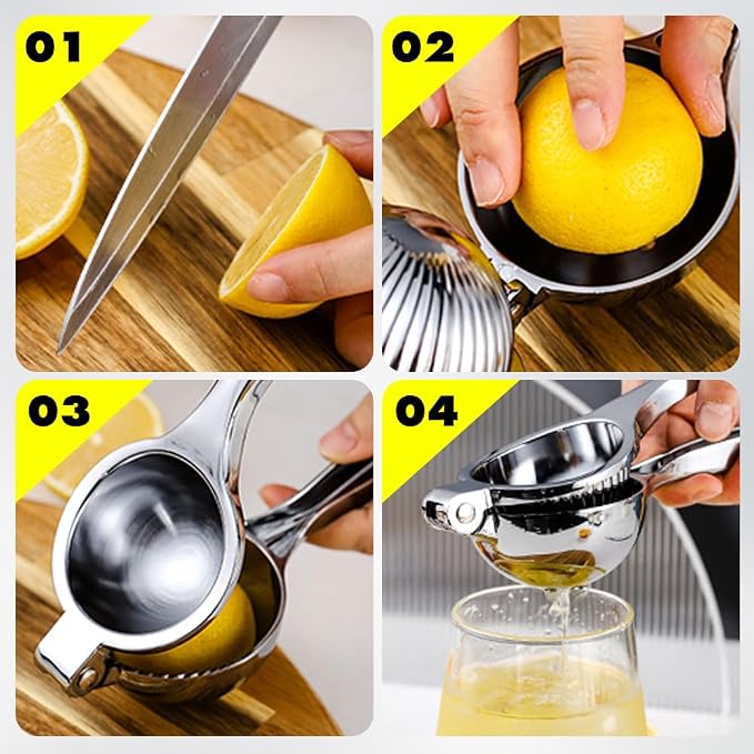Lemon Squeezer Stainless Steel,Manual Citrus Juice Press Squeezer for Lemons Orange and Limes,Handheld Citrus Squeezer Squeeze Out as Much Juice as Possible (2PC) - Image 6