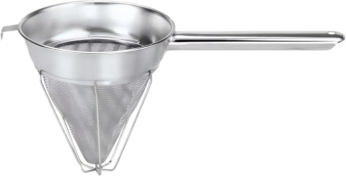 10-Inch Stainless Steel Fine Mesh Chinois Strainer | Large Strainer Reinforced Bouillon Strainer for Sauces, Soups, Purees, Pastes, Jelly, Custard, Curds and etc. - Image 7