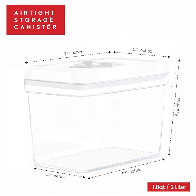 DWËLLZA KITCHEN Airtight Food Storage Containers with White Lids 2L - 4 Pc Clear Plastic Pantry Snacks Kitchen Container, Baking Supplies, 4LB Sugar & Flour Canister BPA-Free - Image 4