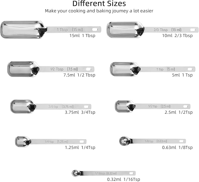 Measuring Cups and Spoons Set, 18/8 Stainless Steel Measuring Cups and Spoons set 17, Metal 7 Metric Measure Cups and 9 Dry Measure Spoons with 1 Leveler for Kitchen & Baking - Image 7