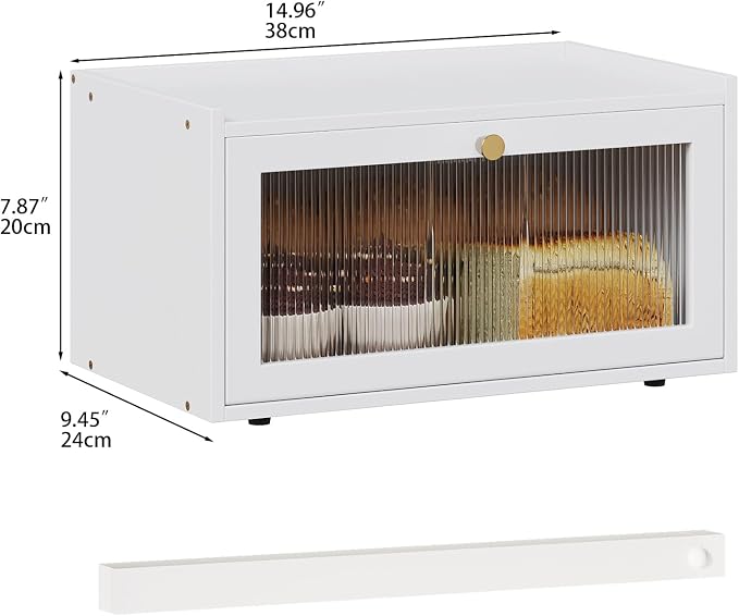 Trironsun Bamboo Bread Box with Led Light for Kitchen Counter Large Capacity Bread Storage Container Kitchen Countertop Organizer with Window Bread Holder (Whiite) - Image 5