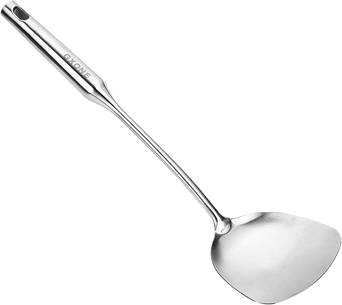 Wok Spatula,Stainless Steel,Long Handle Wok Utensils,Silver/14.7Inch | chinese spatula,for cooking,cooking utensils,for Metal wok/cast iron pan by GXONEHomeKitchen