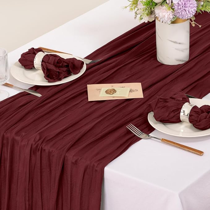 Cloth Napkins Set of 24 21"x21" Reusable Cheesecloth Napkins Bulk Burgundy | Boho Rustic Dinner Napkins Washable Gauze Table Napkins Cloth Hemmed Edges for Wedding Bridal Shower Family Gathering Decor - Image 6
