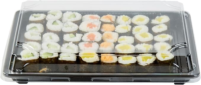 Restaurantware Plastic Sushi Trays 100 Pack of 10 x 7.2 x 1.77 Inch With Clear Lids Leak-Resistant Sushi Take Out Boxes Stackable Containers For Grab-And-Go - Image 13