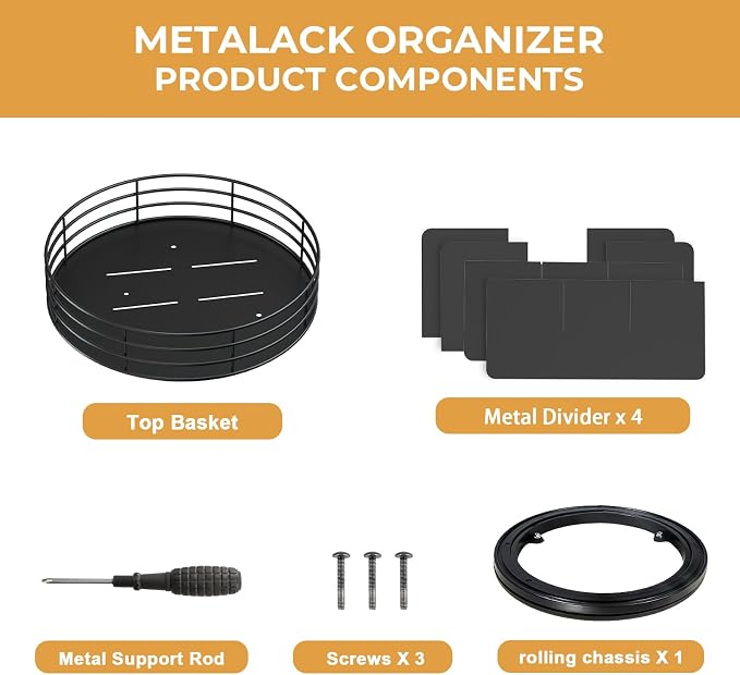 Snack Organizer - Versatile Snack Storage, Lazy Susan with Convenient Grab-and-Go Design, Metal Snack Holder for Home, Office, Breakroom, 11.85" L x 11.85" W x 4.17" H (Matte Black) - Image 3