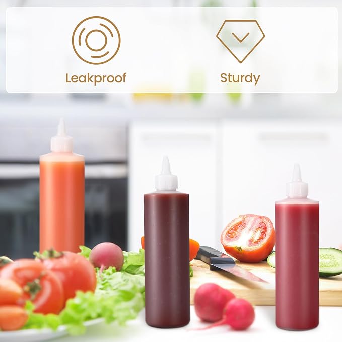 Irenare 16 oz 30 Pack Plastic Condiment Squeeze Bottles for Sauces Empty Squirt Bottle with Top Cap for Condiment BBQ, Dressing, Paint, Workshop, Crafts (White) - Image 4