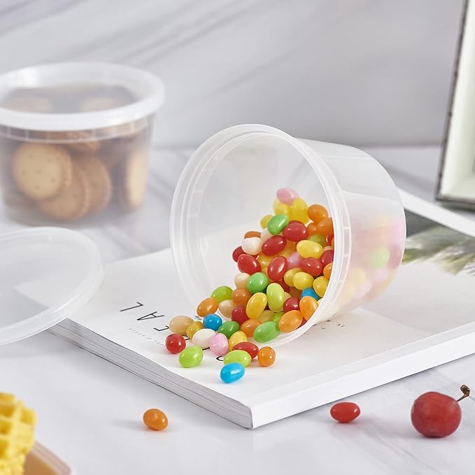 [240 Set - 16 oz.] Plastic Deli Food Storage Containers With Lids, Disposable togo containers for soup, Meal Prep, Slime | BPA Free | Stackable | Leakproof | Microwave | Dishwasher | Freezer Safe - Image 5