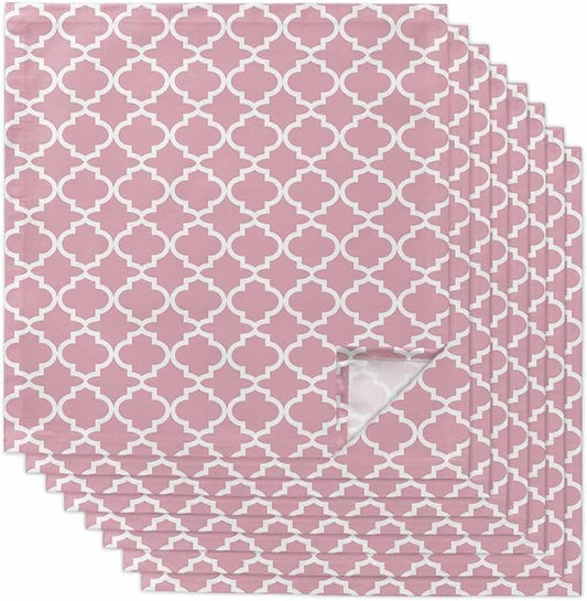 Cloth Napkins Set of 8-20x20 Inches, Pink Moroccon Washable Reusable Table Napkins, Romantic Minimalist Modern Aesthetic Soft & Absortbent Dining Napkin for Party Wedding Hotel Restaurant by Unknown