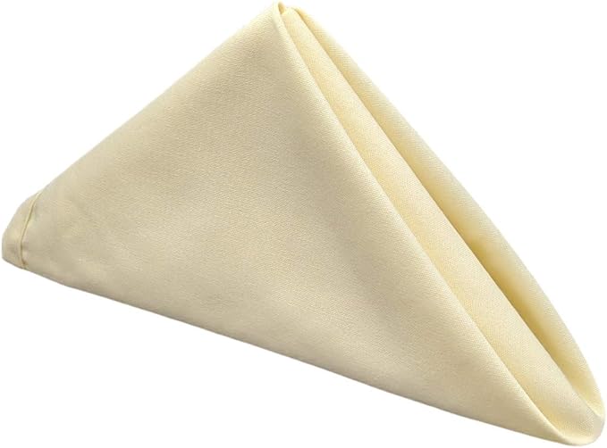 48 Pack Cloth Table Napkins/Linens - 20 Inch x 20 Inch - Easy Care 100% Spun Polyester - Cotton Like Feel - Ivory by Unknown
