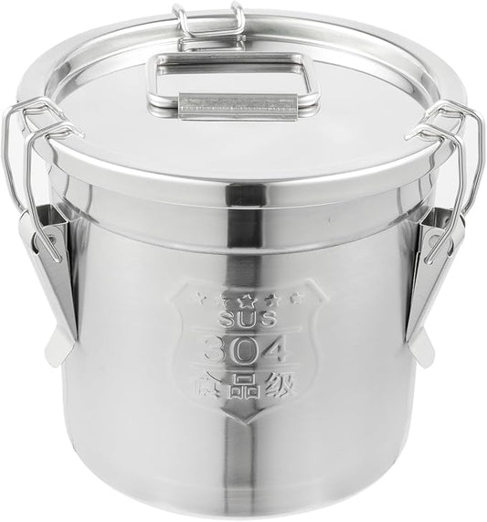 DYNAMI 304 Stainless Steel Containers With Lid,202oz Airtight Flour Container for Kitchen,5-10lbs Metal Airtight Canisters Milk Jug Coffee Bean Cookies Canisters w/Locking Clamp (6L/1.6Gal) by DYNAMI