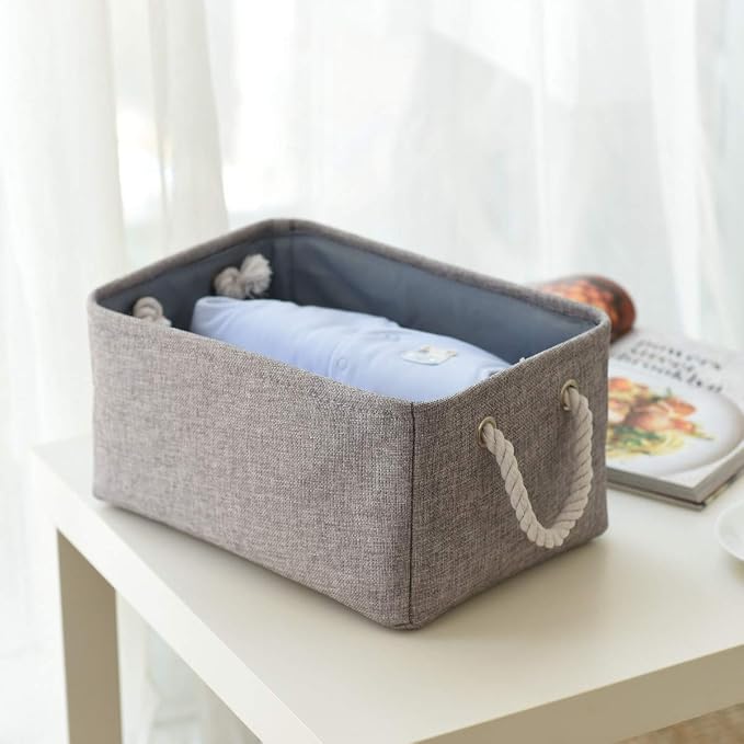 Large Storage Bins Basket, 2 Pack Grey Fabric Storage Cubes for Changing Table Nursery Livingroom Kidsroom Playroom Toy, Collapsible Storage Baskets for organizing Shelves Closet - Image 7
