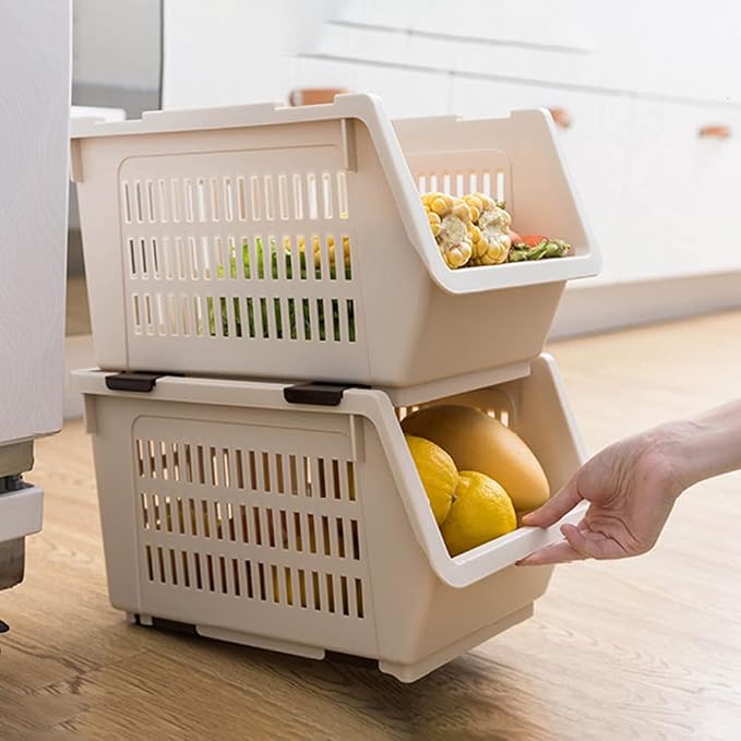 JapanBargain 3027, Japanese Stackable Storage Bin Kitchen Pantry Organizers Food Basket for Fruit Potato Condiments and Spices, Made in Japan - Image 7