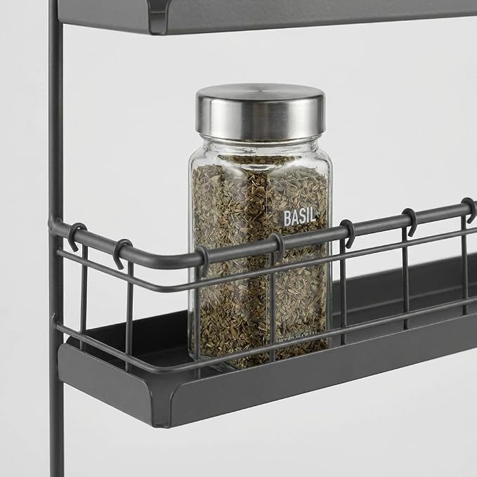 Spectrum 3 Tier Hanging Spice Rack for Wall Black Steel Kitchen Spice Organizer, Wall Mounted Metal Three Tier Metal Spice Organizer Rack for Kitchen Cabinet Pantry Organization - Image 6
