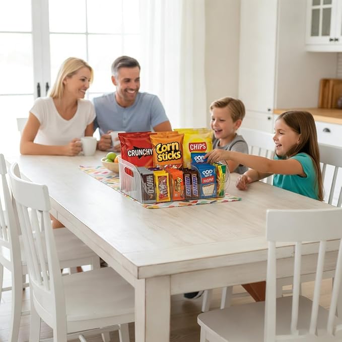 2 Pack Large Snack Organizer for Countertop, Clear Snack Storage Bin | 13.7"×9.3"×6" for Kitchen Pantry, 6 Compartment Plastic Snack Bar with Dividers for Cabinet, Chip Packet Holder for Office - Image 7