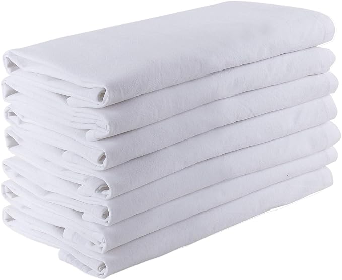 100% Cotton Flour Sack Towels – 7 Pack, 33x38 Inches, White, Lint-Free, Pre-Washed, Hemmed Edges – Reusable Kitchen Towels for Cleaning, Embroidery, Printing & Crafts - White - Image 2
