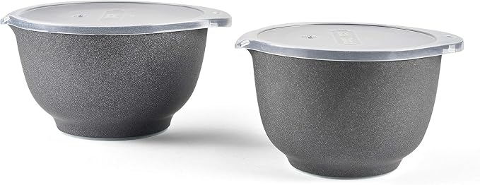 Rosti Margrethe Mixing Bowl Set with Lids – Danish Design Kitchen Prep Bowls with Non-Slip Base Ring & Pour Spout, Durable DuRostima Plastic, Dishwasher Safe – Black (2L / 3L) - Image 2