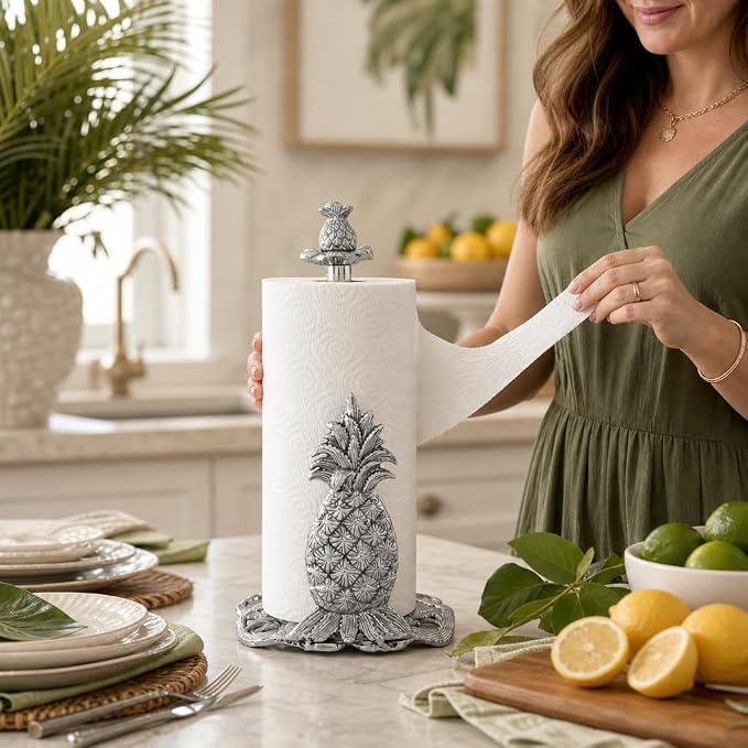 Arthur Court Pineapple Paper Towel Holder Decorative Aluminum Metal 14.5 Inch for Kitchen Countertop - Image 4