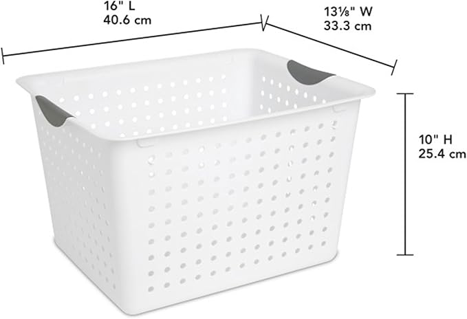 Sterilite Deep Ultra™ Basket, Open Plastic Storage Bin, White, 6 Pack | Large Open Containers and Bins for Pantry Shelves, Kitchen Cabinets, Laundry, Closets, Dorm Rooms, Classrooms & Bathrooms - Image 3