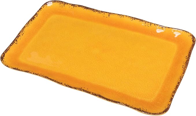LEHAHA Melamine Farmhouse Rectangular Serving Platter Sets, 17.5" x 10" Large Serving Tray Sets,100% Melamine, Dishwasher Safe, BPA Free, Lightweight and Unbreakable,Gold - Image 2