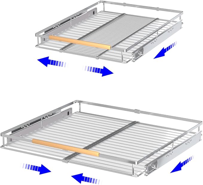 Pull Out Drawer Cabinet Organizer, Expandable Slide Out Storage Shelves - Heavy Duty, Durable and Smooth Slide-Out, 17" x 28" Wide x 22.5" Deep, 2 Pack by KIKIBRO