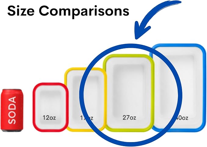 Collapsible Food Storage Containers, 4 Piece, 27 oz | Silicone, Airtight Lids, Space-Saving, Reusable Meal Prep, Microwave, Freezer & Dishwasher Safe - Image 8