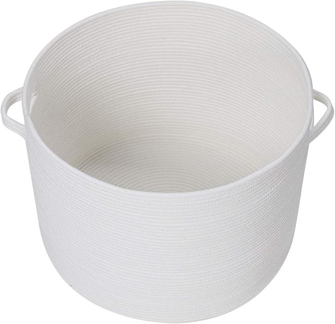 20x15 Inch Extra Large Round Cotton Rope Storage Basket with Lid, Decorative Woven Bin with Cover for Living Room Bedroom Closet, White - Image 7