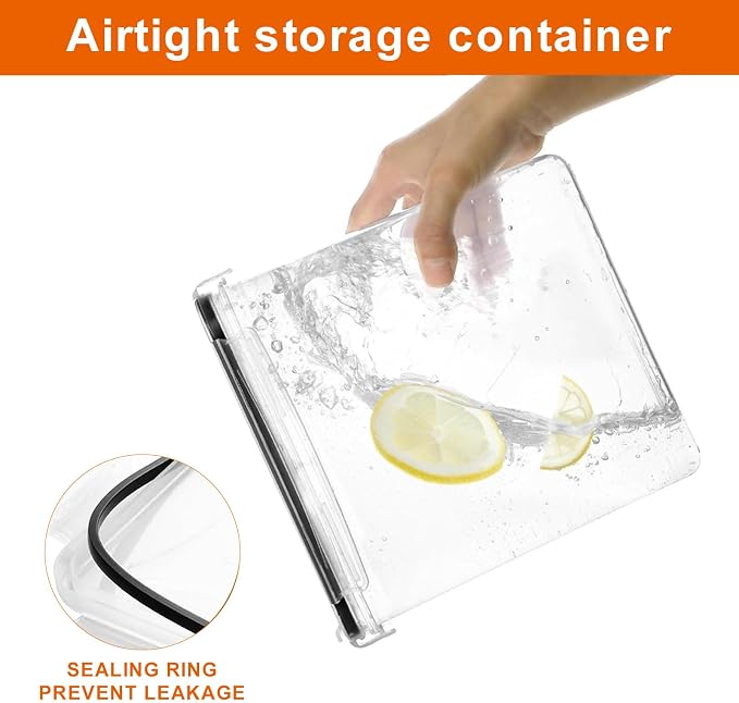 4pk 2.8L Airtight Containers, Clear Stackable Dry Food Storage | 4pk 2.8L airtight canisters with sealed lids block moisture. Sturdy plastic, stackable for kitchen pantry dry food - Image 4