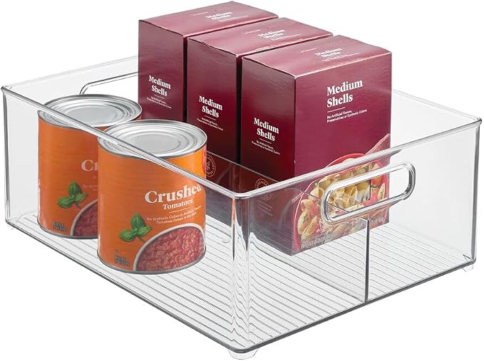 iDesign Divided Pantry Bin, Clear | Kitchen Storage, Organize Snacks and Produce by iDesign
