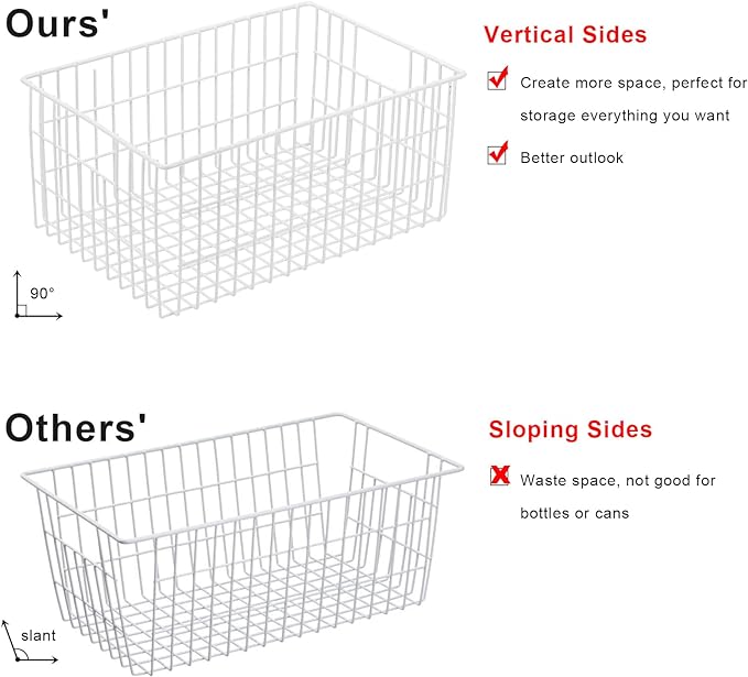 Orgneas Freezer Organizer Bins, Vertical Sides Wire Freezer Baskets for Upright Freezer, Chest Freezer Organizer Deep Freezer Storage Containers for Foods, Snacks, Vegetables, Fruits, Set of 6 - Image 2