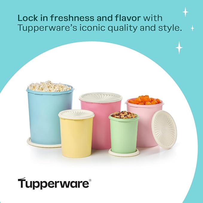 Tupperware Heritage Collection 10 Piece Nested Canister Set in Vintage Colors, Dishwasher Safe and BPA Free (5 Containers, 5 Lids) - Image 5