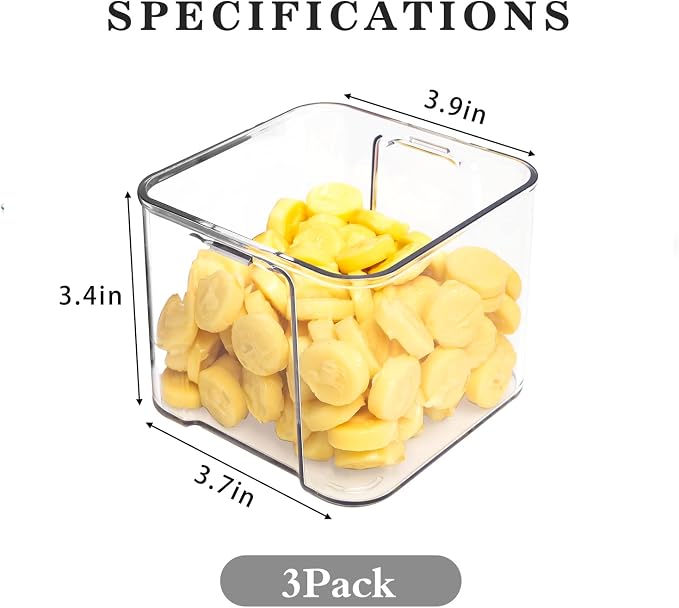 3Pack Fridge Organizer Drawer Divider Cube Pull-Out Bins Clear Food Container Refrigerator Storage box Produce Saver for Pantry Kitchen Cabinet - Image 2
