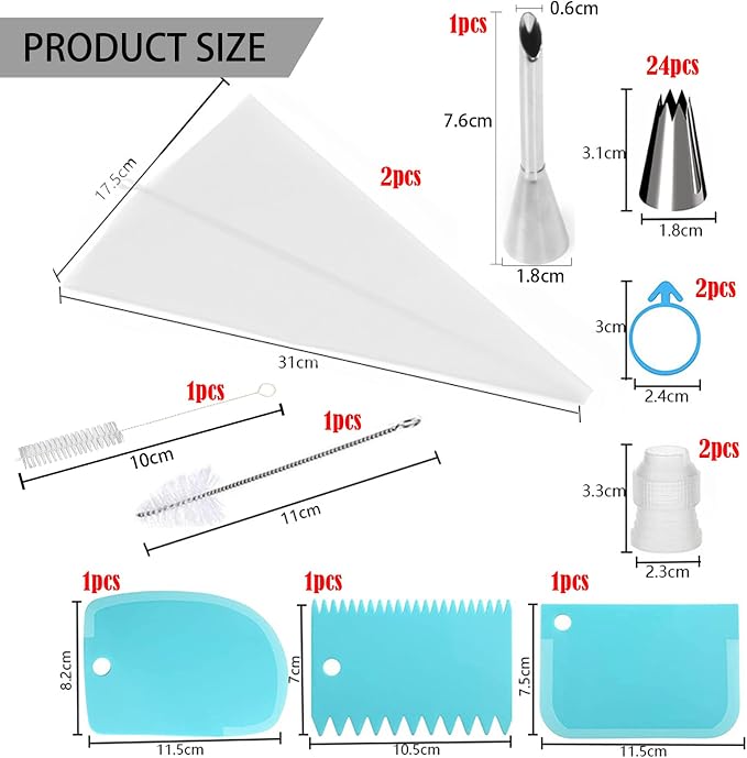 BDSHUNBF 36pcs Reusable Piping Bags and Icing Tips Set, Round Opening, Cake Decorating Kit for Pastries, Cupcakes, Cakes - Image 2