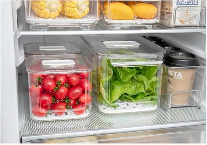 SANNO Fridge Produce Saver Food Storage Bin Containers, Refrigerator Food Fruit Vegetables storage Produce Saver Produce Saver Containers, Stackable Freezer Fridge - Image 6
