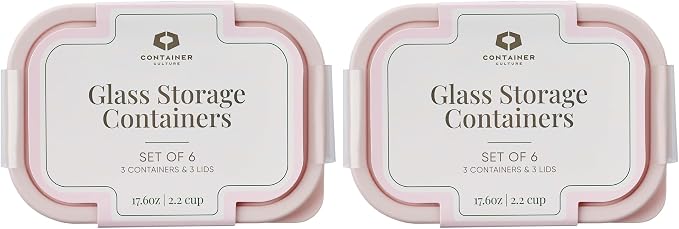 Glass Food Storage Containers with Lids — 12 Piece — 17.6 oz Glass with BPA-Free Leakproof Stackable Lids — Microwave, Oven & Dishwasher Safe — Ideal for Meal Prep & More - Berry Blush - Image 3