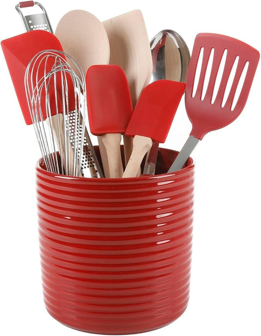 Martha Stewart 10 Piece Tools and Gadget Set W/Ceramic Crock - Red by MarthaStewart