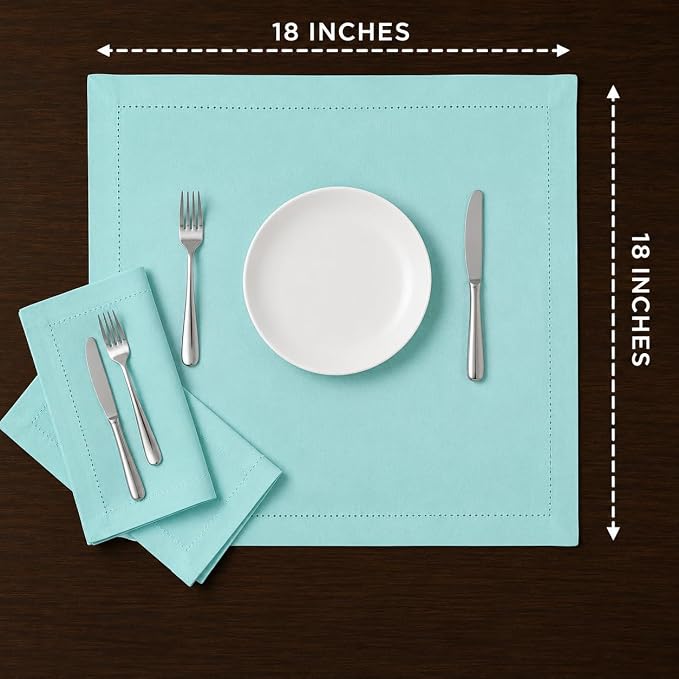 Cotton Cloth Napkins Set of 12, 18x18 Cotton Napkin Cloth Washable, Soft, Reusable Napkins for Wedding, Parties, Christmas, Thanksgiving, Everyday Use (Aqua) - ALPHA Living HOME - Image 4
