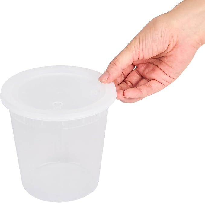 Restaurantware Plastic Food Container 50 Pack of 32 oz Clear Microwave-Safe Storage Container With Lid Leakproof Round Shape Disposable Freezer-Safe - Image 9