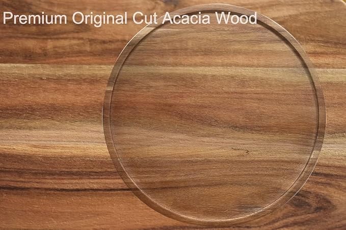 11" Acacia Wood Lazy Susan Organizer Kitchen Turntable for Cabinet Pantry Table Organization - Image 4