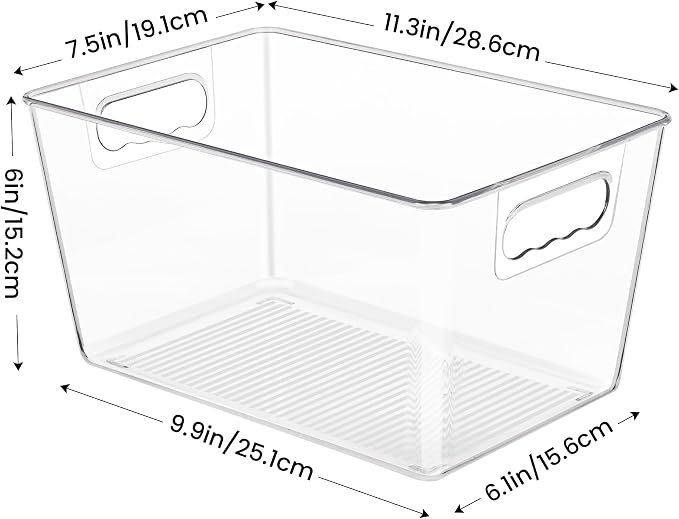YIHONG 8 Pack Clear Storage Bins, Pantry Organizer Bins with Handle, Large | Plastic Bins, Pantry Storage Containers for Kitchen, Freezer, Cabinet, Closet, Bathroom, Under Sink Organizers and Storage - Image 2