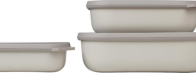Mepal – Multi Bowl Cirqula 3-Piece Set – Food Storage Container with Lid - Suitable as Airtight Storage Box for Fridge & Freezer, Microwave Container & Servable Dish - 500, 1000, 2000ml - Nordic white by MEPAL
