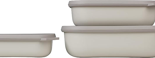 Mepal – Multi Bowl Cirqula 3-Piece Set – Food Storage Container with Lid - Suitable as Airtight Storage Box for Fridge & Freezer, Microwave Container & Servable Dish - 500, 1000, 2000ml - Nordic white by MEPAL